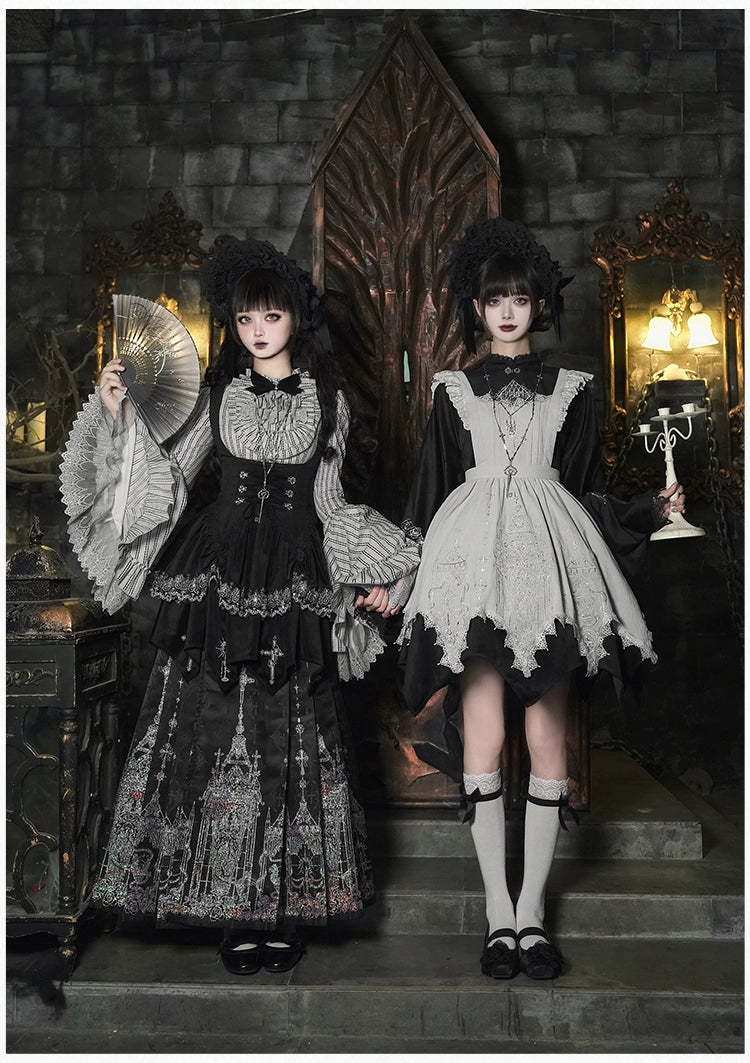With PUJI - Letter and Poetry · Raven's Night Song - Oriental Aesthetics Gothic Lolita Dress Set
