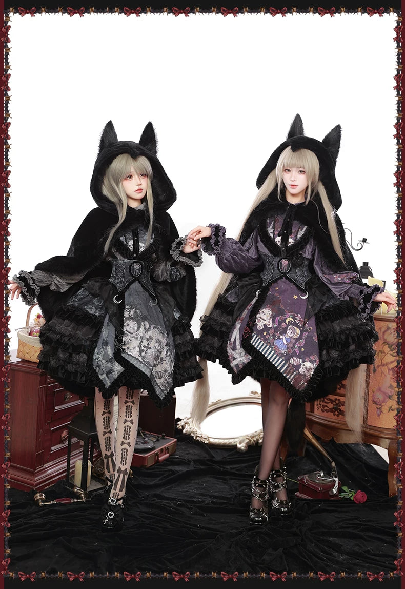 Werewolf Slayer - Gothic Lolita Shirt & Suspender SK Dress Set, Tiered Skirt 44541:811943