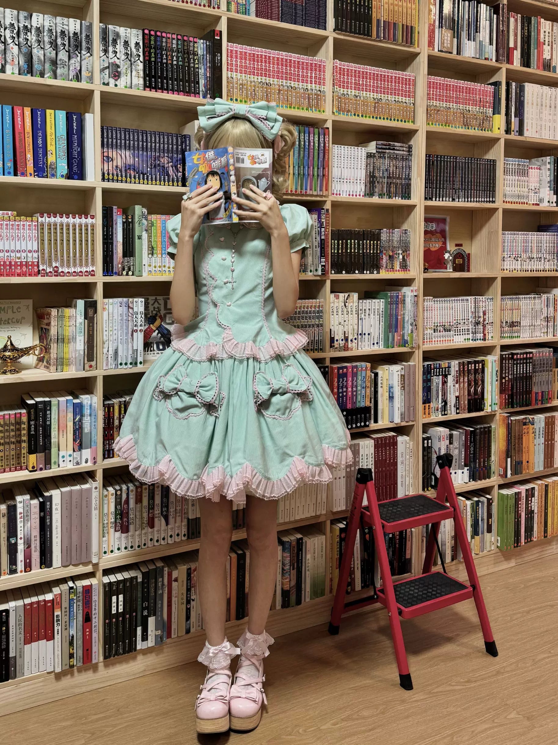 Summer Soda - Old School Lolita Mint Green SK Suit, Petal Hem & Bow