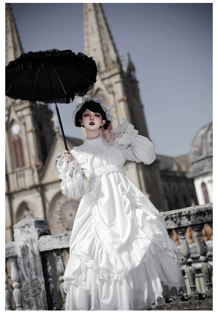 Dawn Bell & Dusk Song - Gothic Lolita Velvet OP Dress, Back Zipper