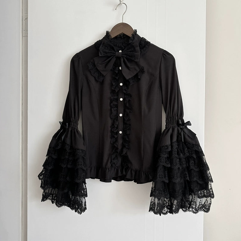 Hanguliang - Love and Heart Palpitations - Wedding Lolita JSK, Bridal Lolita Dress S Black blouse only
