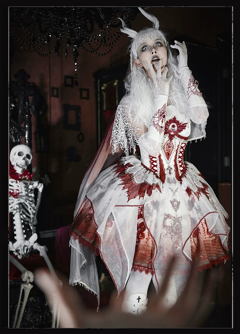 Bone Dragon - Gothic Lolita Corset JSK Dress Set with Embroidery 45654:856891