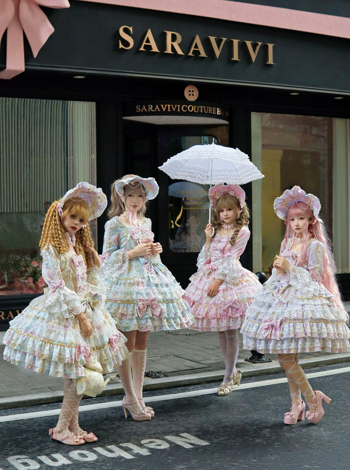 Hanguliang - Candlelight Sonata - Sweet Lolita Long Sleeve OP, Tiered Ruffles 43988:790909