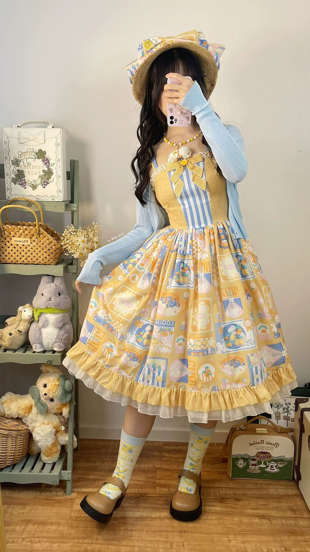 Miss Point - Daisy Lemon - Daily Lolita Lemon Print JSK Customized