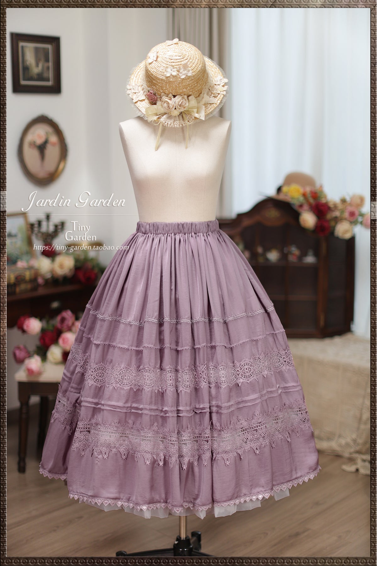 Tiny Garden~Spring Whispers~Elegant Classic Lolita Skirt French Lolita Long SK S Purple (Chiffon) (M S) 34702:478724