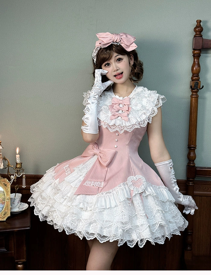 Alice Girl~Arrogant Miss~Sweet Lolita Jumper Dress with Tiered Lace Dress 41484:699438