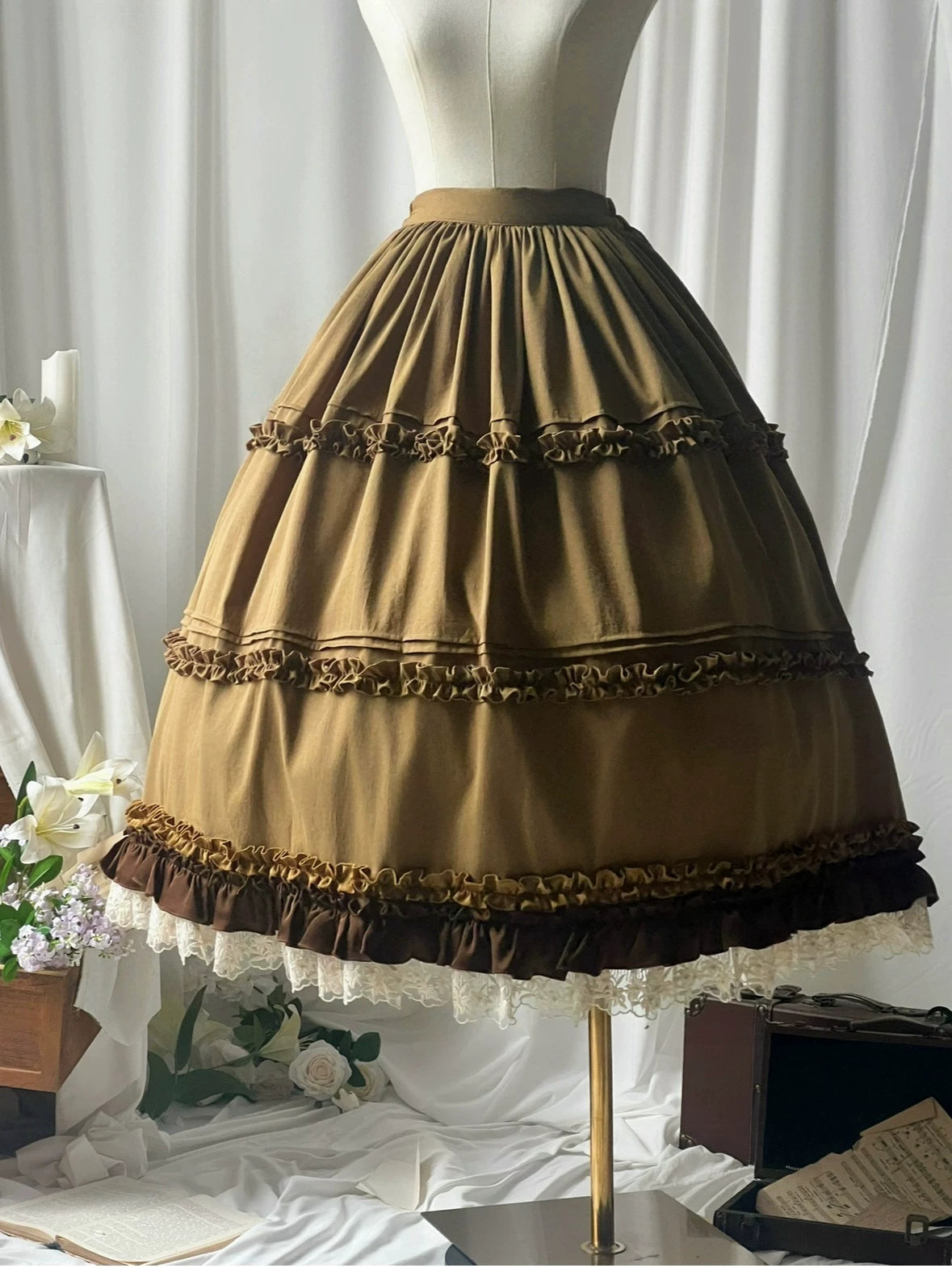 Embroidered Classic Lolita OP Dress, Lace Trim Shirt (L M S XL) 45209:840221