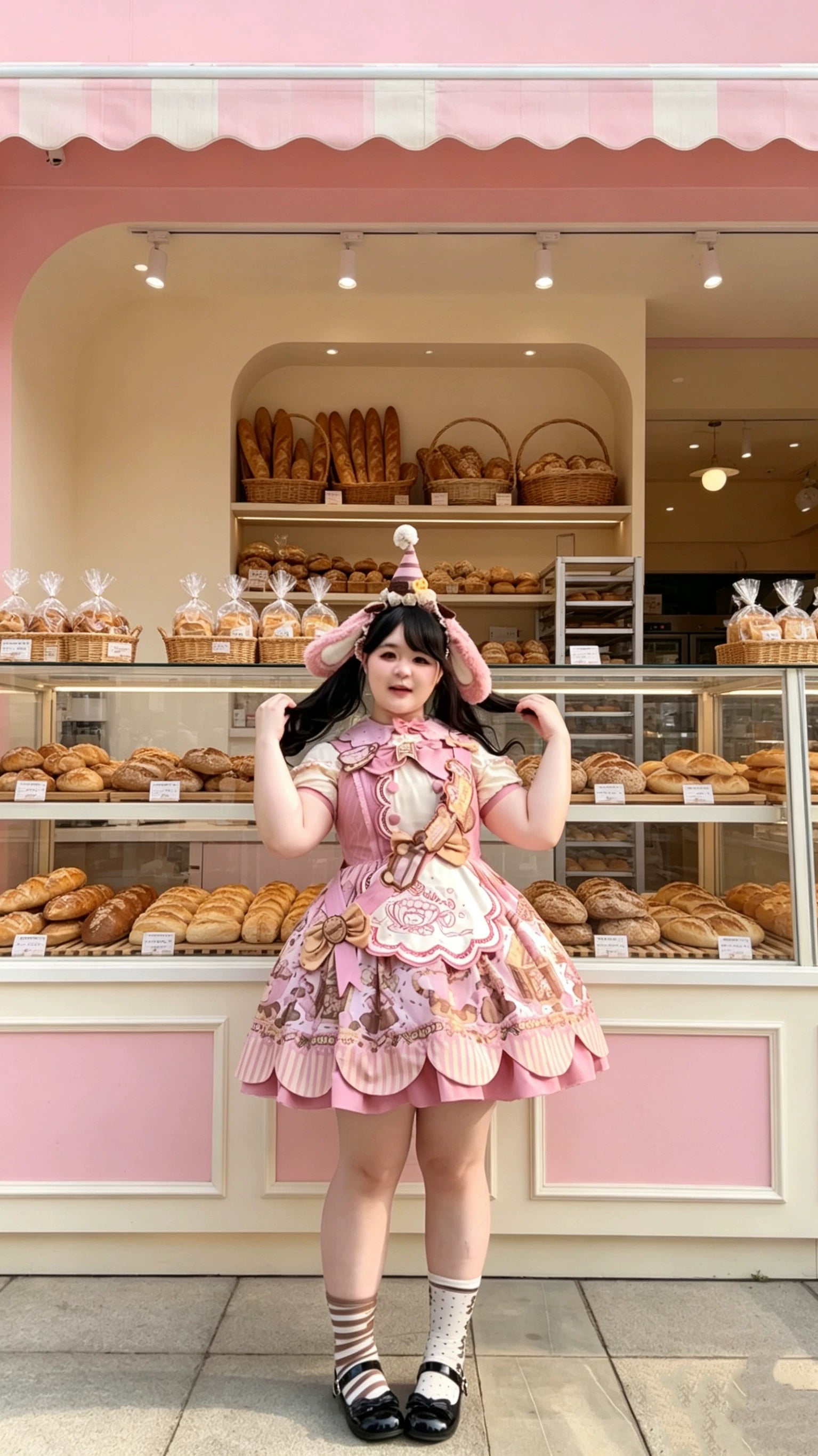 Bear Biscuit SP - Kawaii Lolita Bear Printed Dress Set with Bows 45375:846466