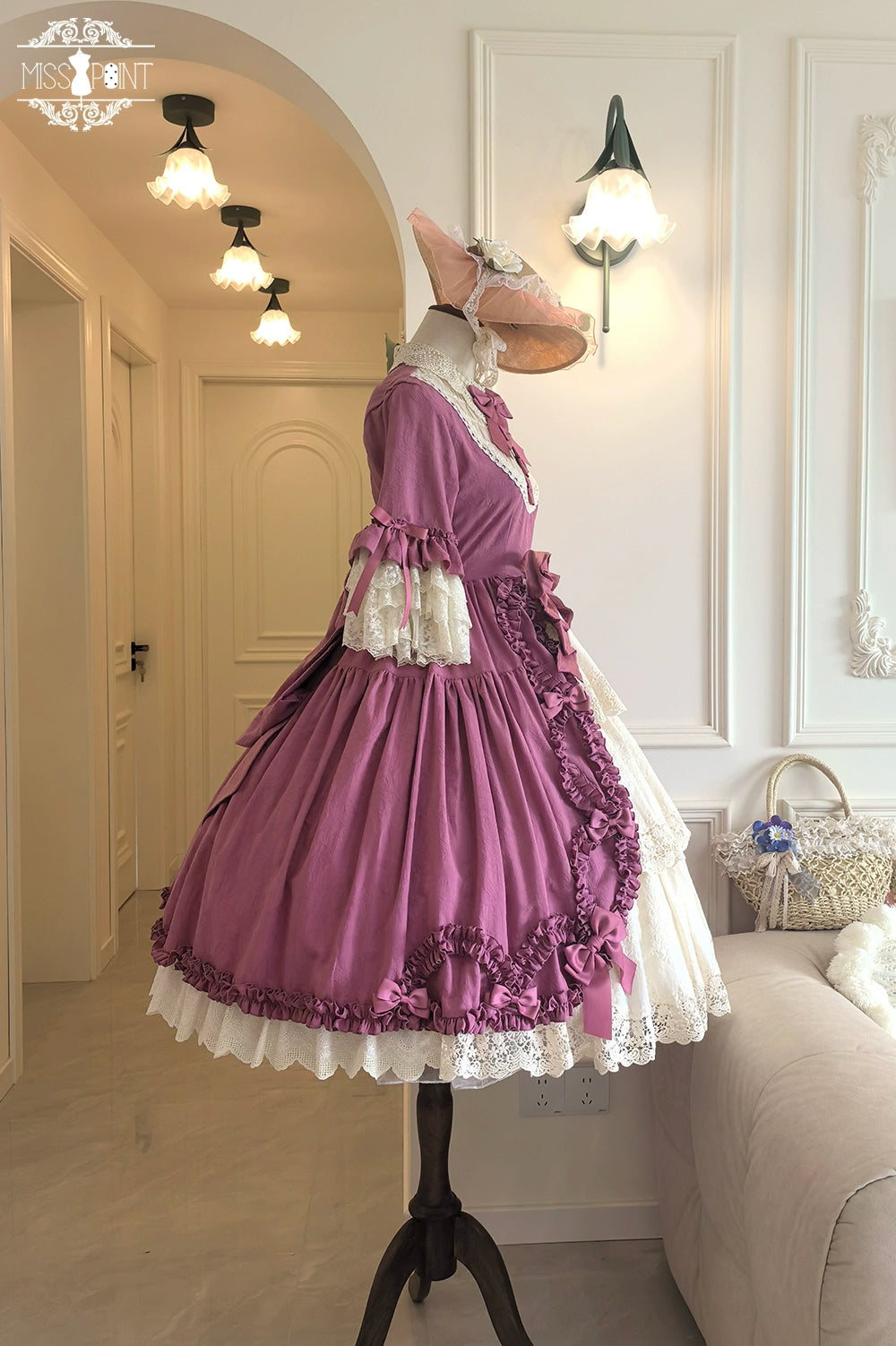 Miss Point~Lilyka Garden~Classic Lolita OP Dress Set Elegant Floral Wall Princess Sleeve 38832:606310