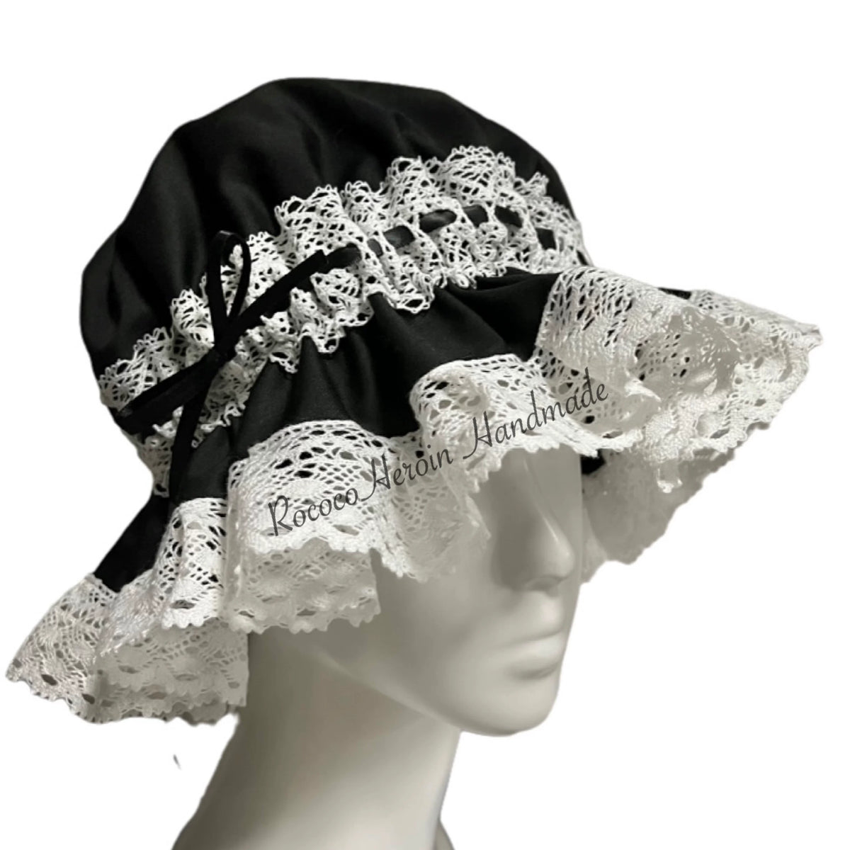 Old School Lolita Bonnet, Lace Ruffles 46085:874264