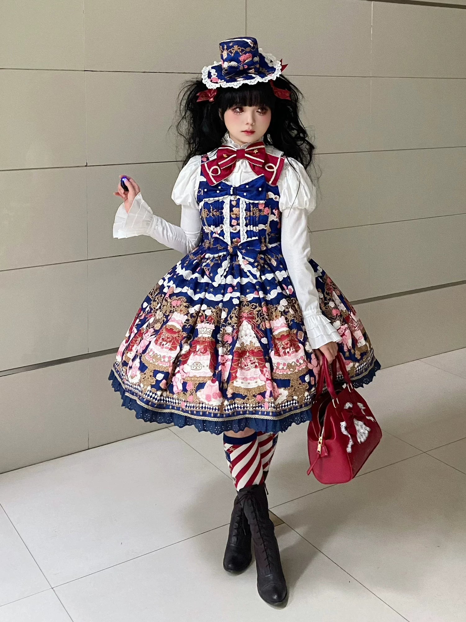 Sugar Festivaly - Kawaii Lolita JSK Dress, Cake & Bear Print 44540:811770