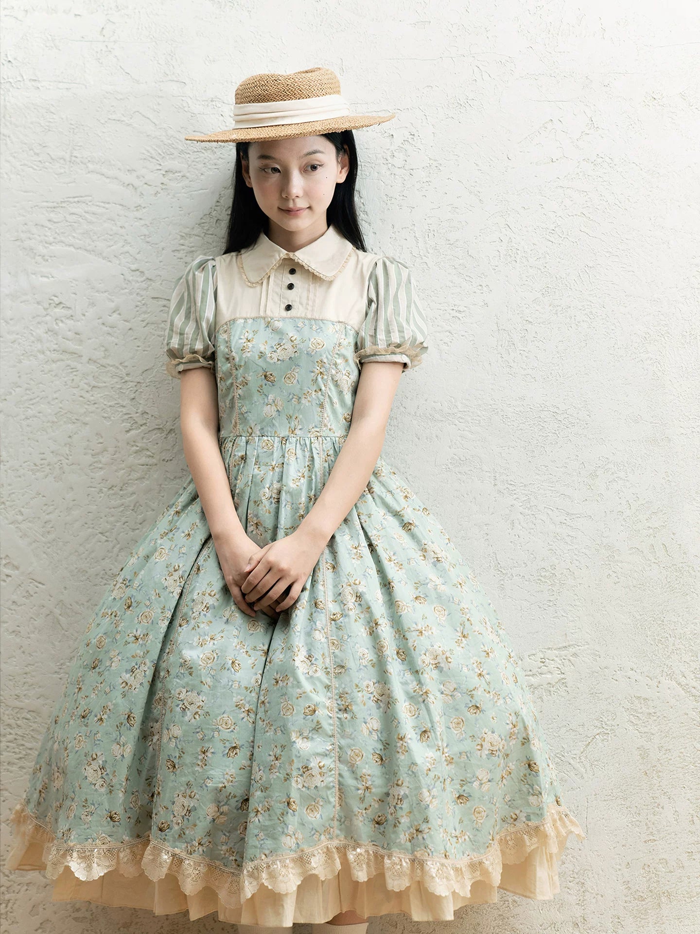 Wild Lotus Collection - Cotton Old School Lolita Dress, Floral Print (L M S XL XS) 45395:850781