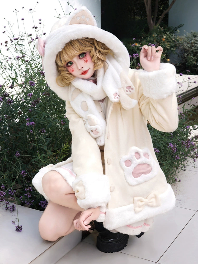 ZhiJinYuan - Calico Cat - Kawaii Lolita Plush Coat Lovely Warm Winter Coat