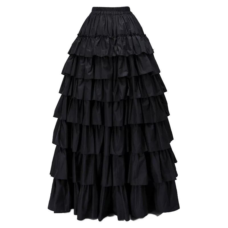 Gothic Lolita Tailed Hem Blouse and Multi-layer Skirt Set Black Skirt Only S