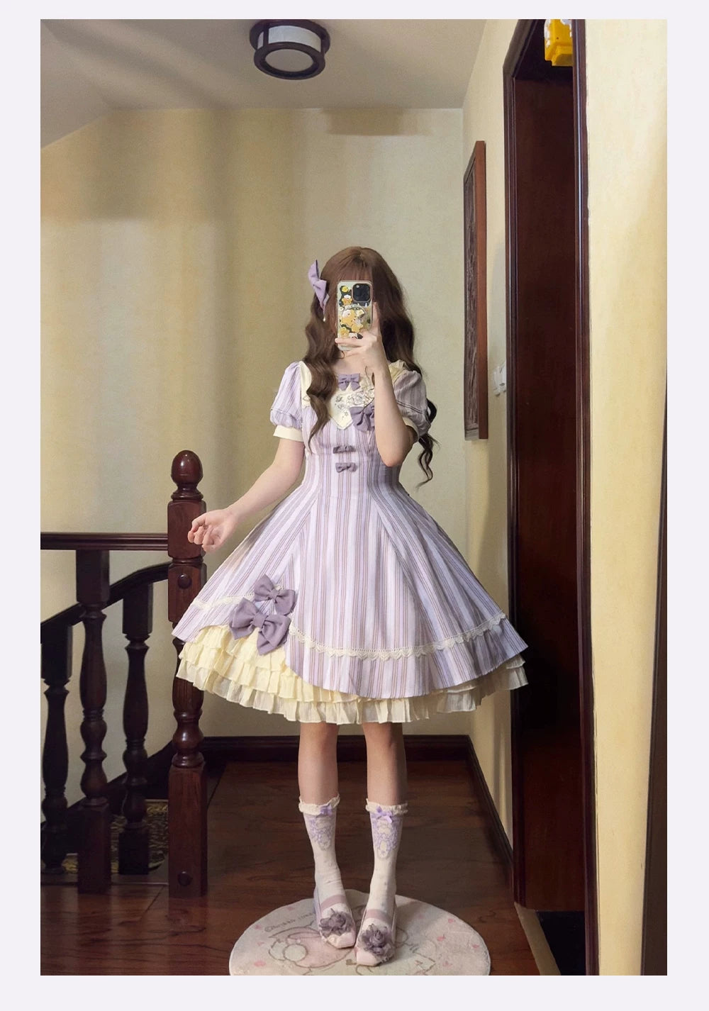 Phalaenopsis - Classic Lolita Phalaenopsis Embroidery OP, Detachable Sleeves