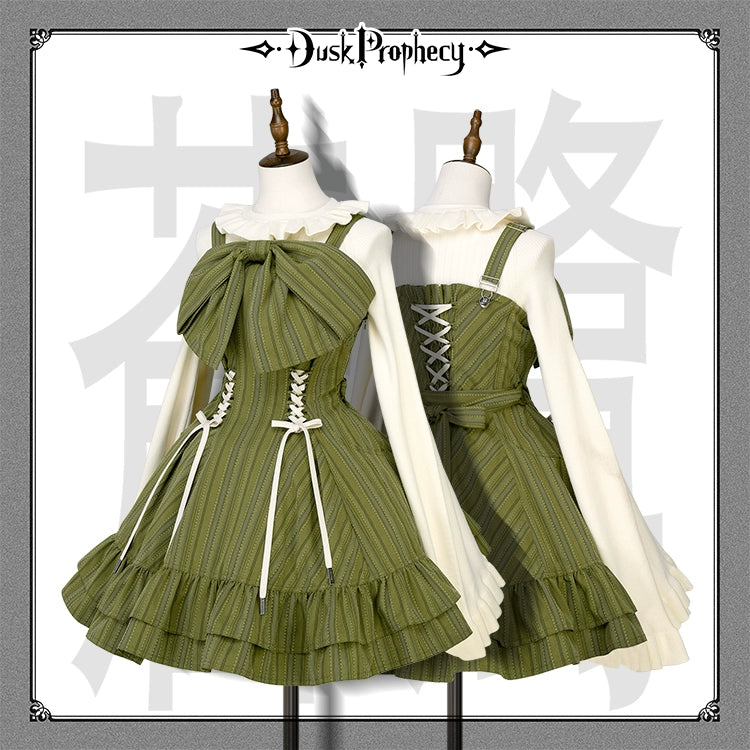 DuskProphecy - Heron - Classic Lolita Striped JSK Dress, Halter Neckline 44313:802908