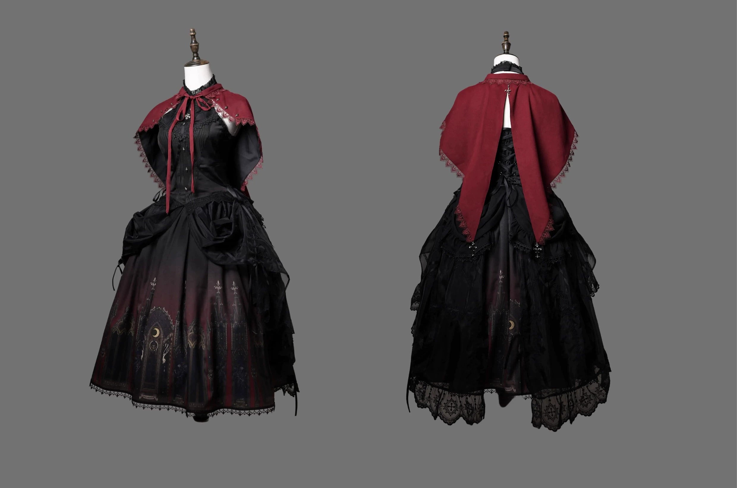 Wuyuzhe~Wolf Hunter~Gothic Lolita SK Set Halter Overskirt Cape Vest 38718:598952