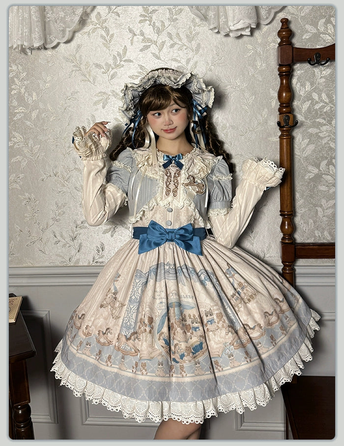 Alice Girl - Sea Salt Fairytale - Sweet Doll-like Lolita OP Animal Printed Lolita Dress