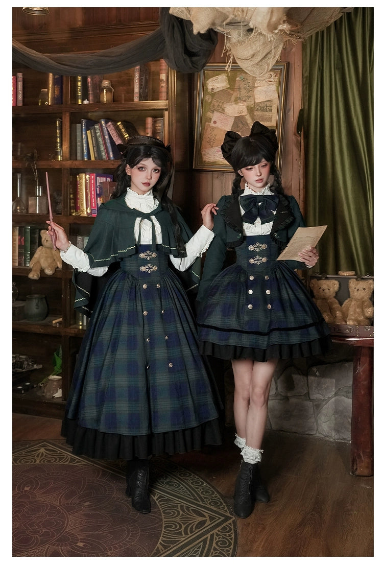 With PUJI - Berlin Souvenir - Plaid Preppy Style Lolita Bust Supporting JSK Outfit 43928:789946