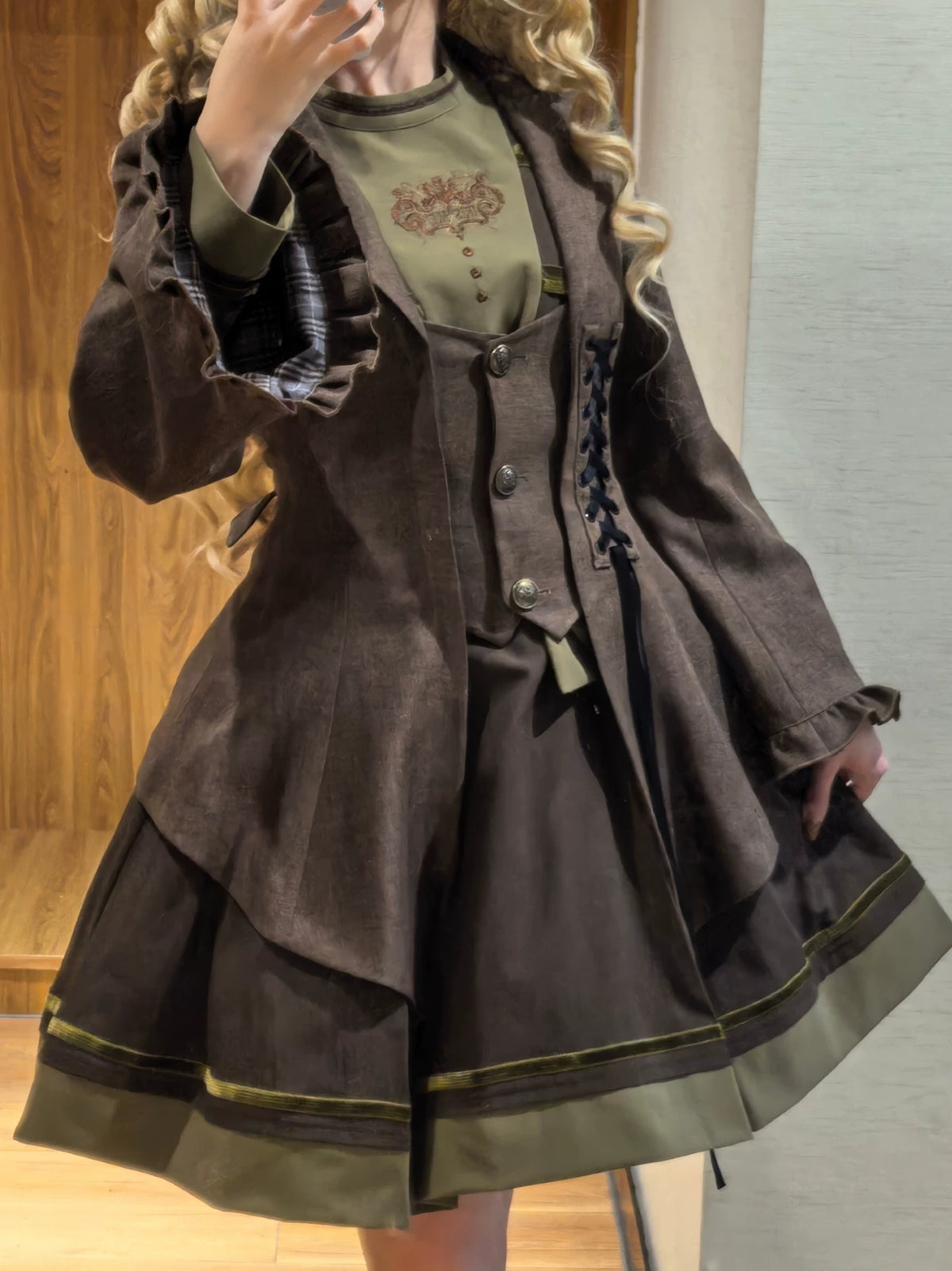 Pemberley Manor - Classic Lolita Slim Fit Coat, Notched Lapel Collar 45971:869897