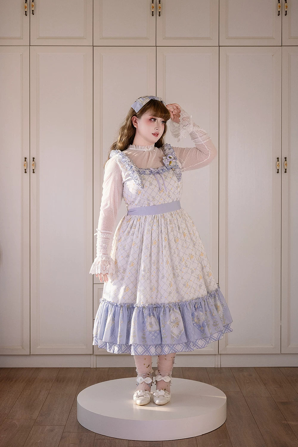 Patchwork Garden 2.0 - Classic Lolita Floral Print JSK Dress, Side Pockets