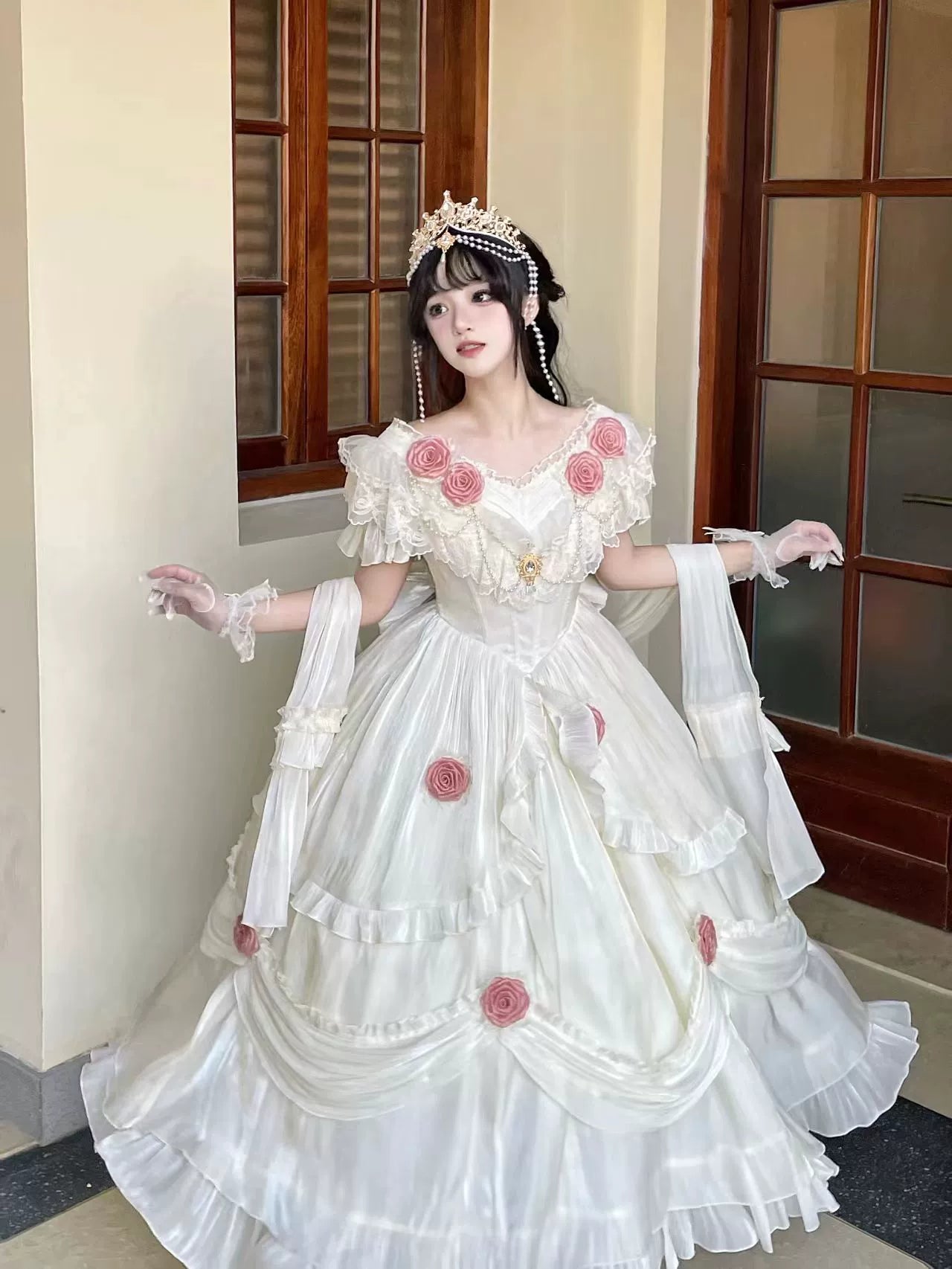 Meowing and fruity - Tana Manor - Classic Lolita OP Dress, Floral Decoration