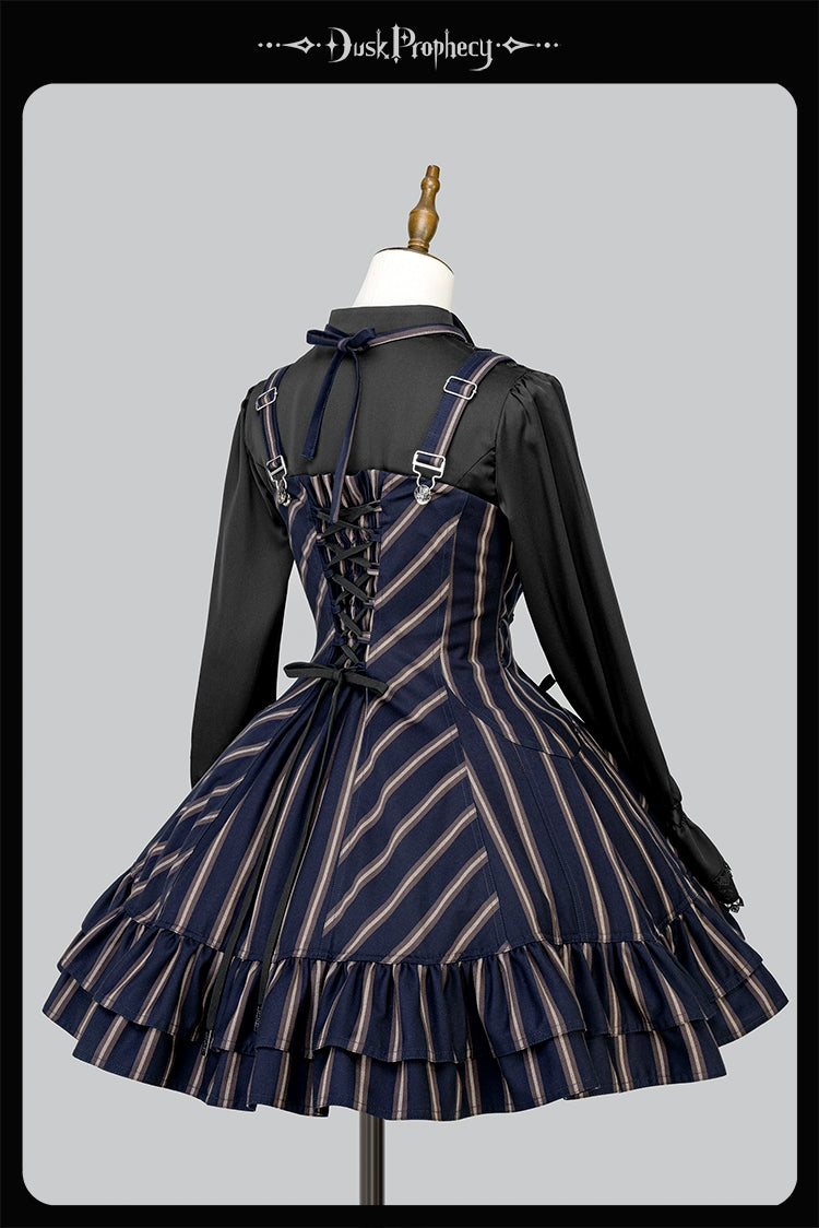 DuskProphecy - Heron - Classic Lolita Striped JSK Dress, Halter Neckline 44313:802936