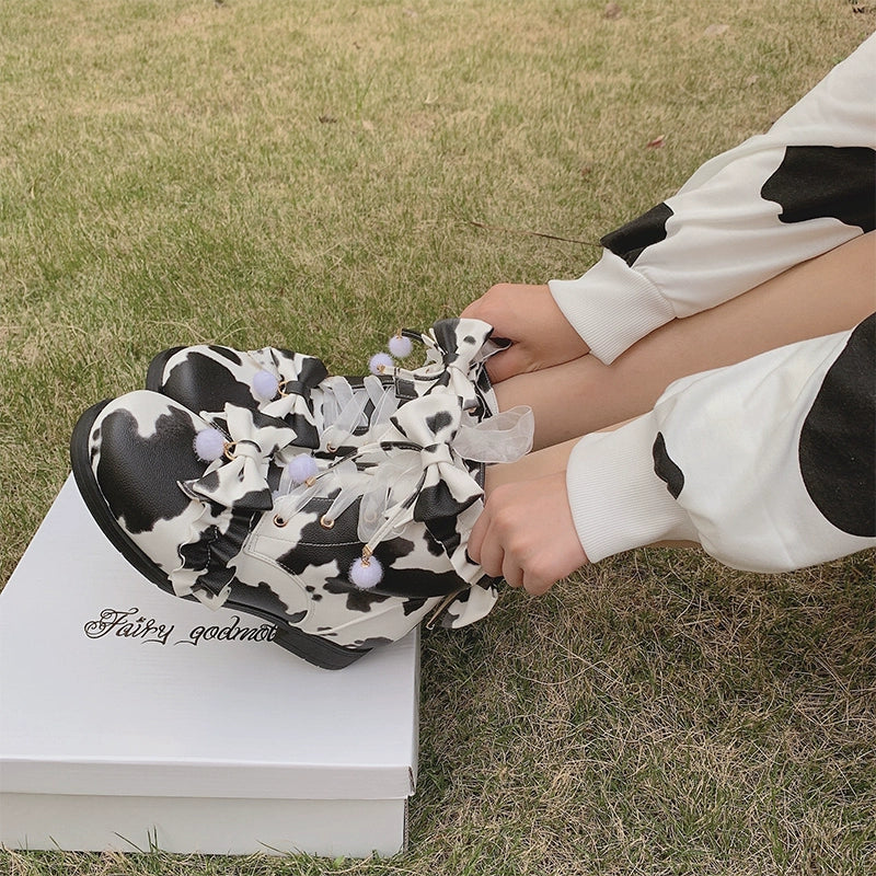 Fairy Godmother~Enthusiastic Ideation~Elegant Lolita Shoes Fleeced Short Martin Boots 32686:409532
