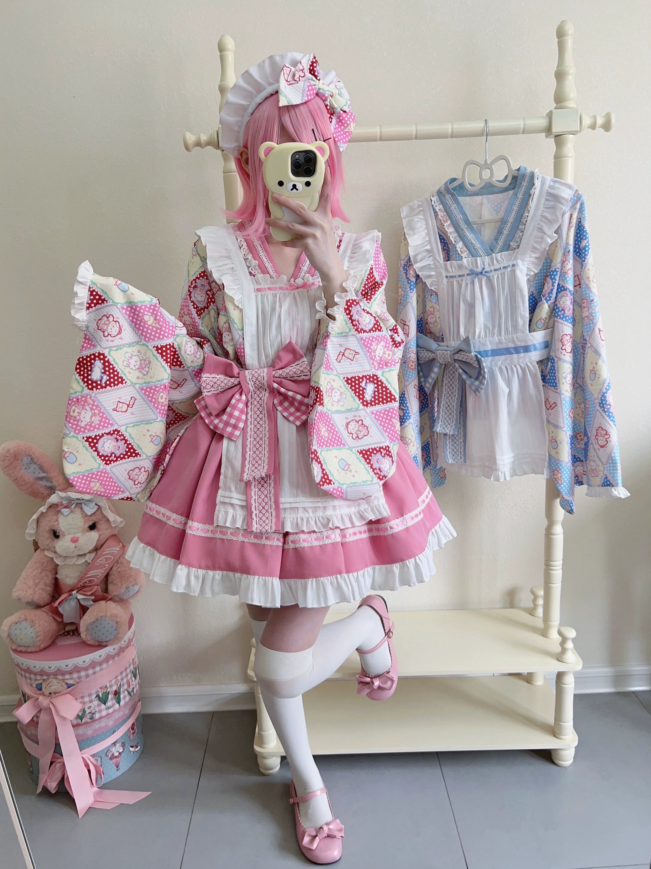 Sugar Girl~Showa Sweetness~Maid Wa Lolita Skirt Set Cute Summer Lolita Bow Apron 35422:520326