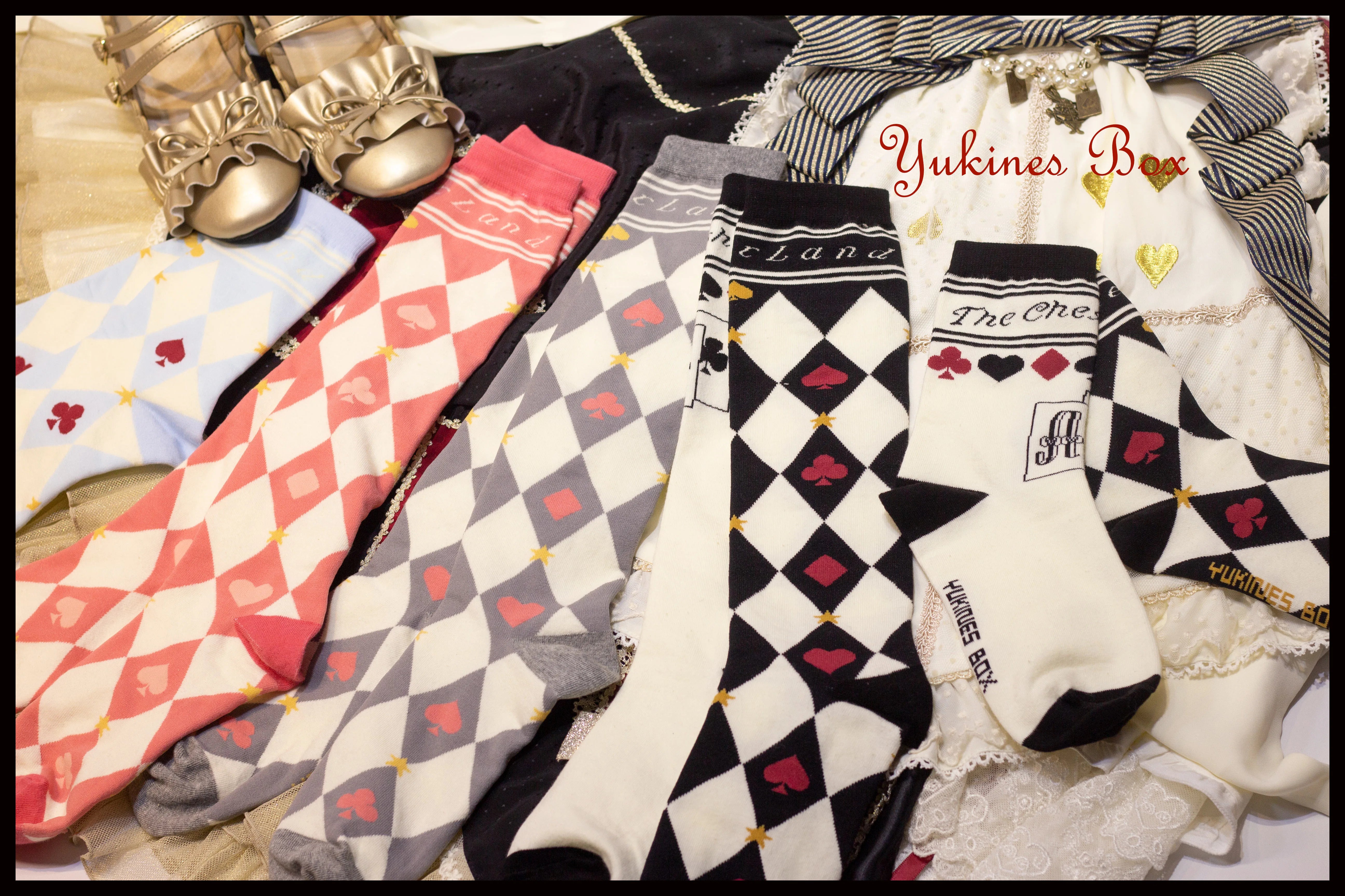 Yukines Box - Daily Lolita Cotton Asymmetric Print Socks