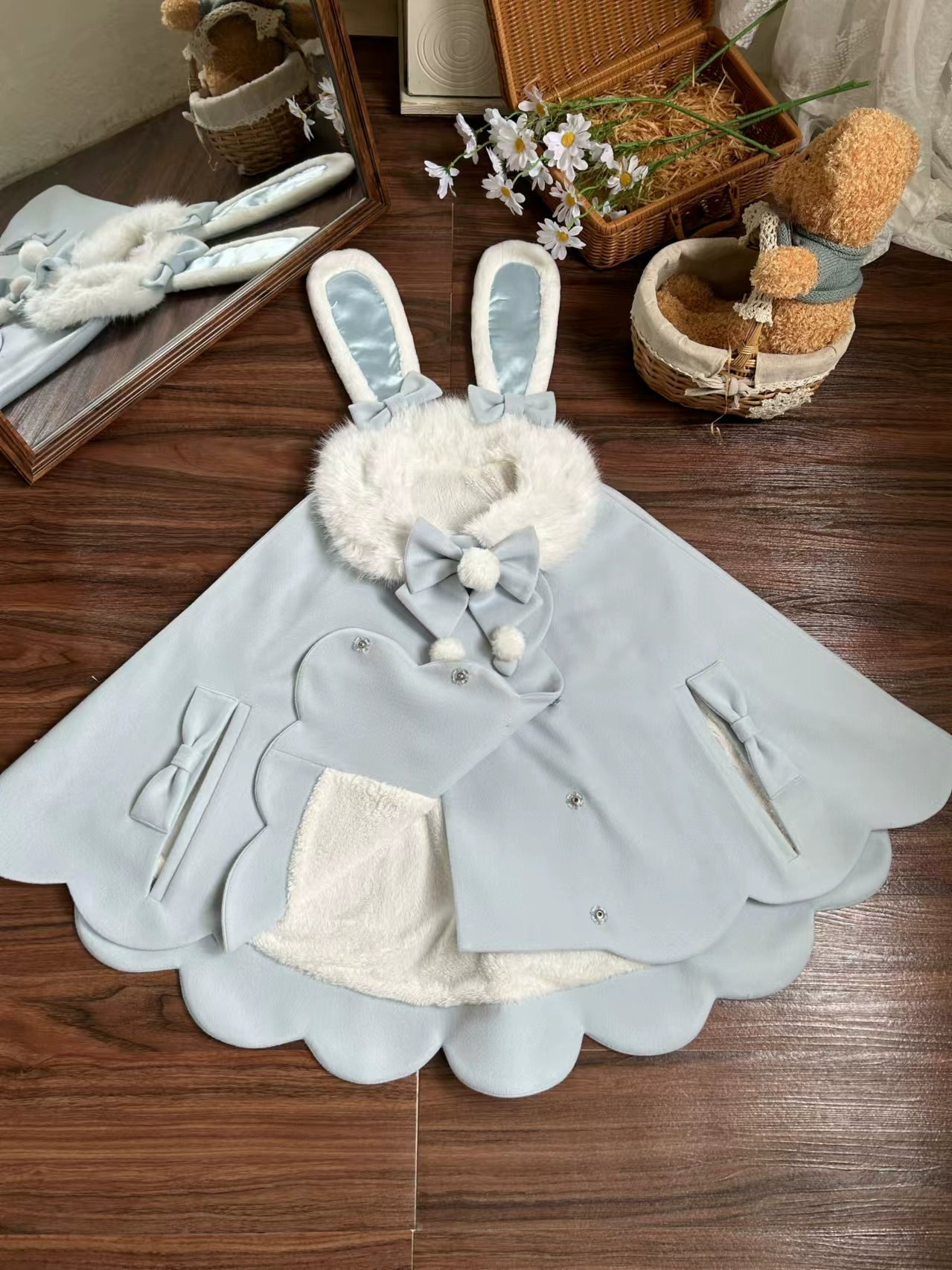 Jiuniangtutao - Sweet Wine Bunny - Scalloped Sweet Lolita Cape, Bunny Ears 44358:805304