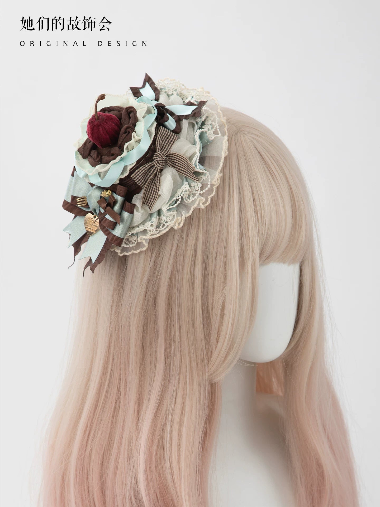 Mint Chocolate Puff - Lolita Cake Inspired Mini Top Hat, Large Bow KC