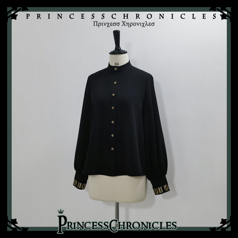 Princess Chronicles - Black Cat - Ouji Lolita Shirt Vintage Blouse Shirt S