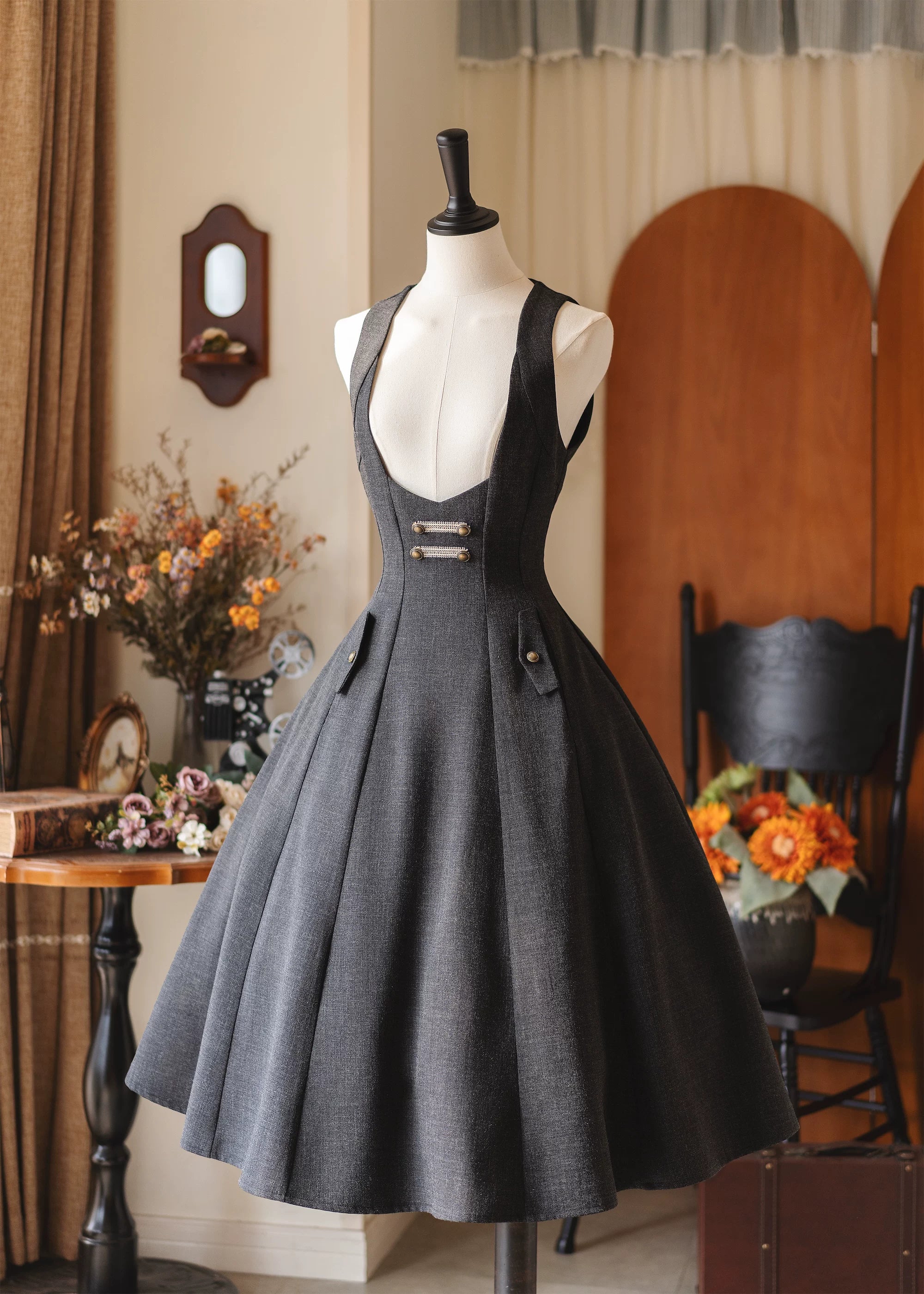 Forest Corridor - Classic Lolita Bust Supporting JSK, Waisted Shirt Black JSK S In Stock