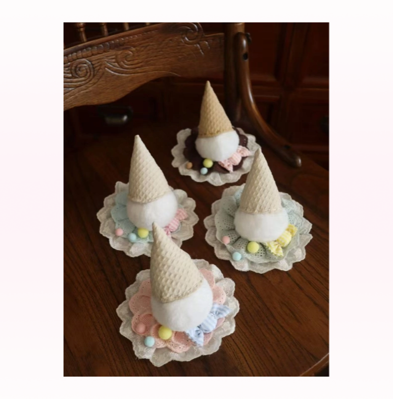 Cavernose - Sugar Star Bunny & Bear - Kawaii Lolita Bear & Bunny Plush Bag Medium size Ice cream accessory (color is random)