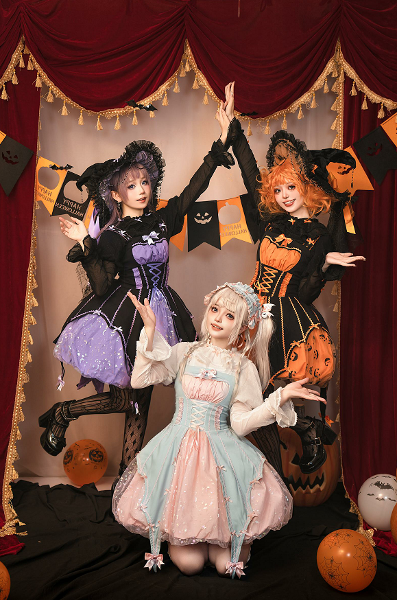 Halloween Gothic Lolita Jumper Dress, Pumpkin-inspired Dress Halloween Gothic Lolita Jumper Dress, Pumpkin-inspired Dress