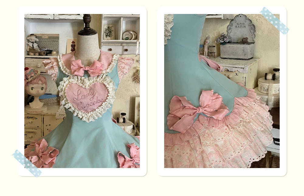 Bafei Honey Words - Sweet Lolita Embroidery JSK Dress, Tiered Hem