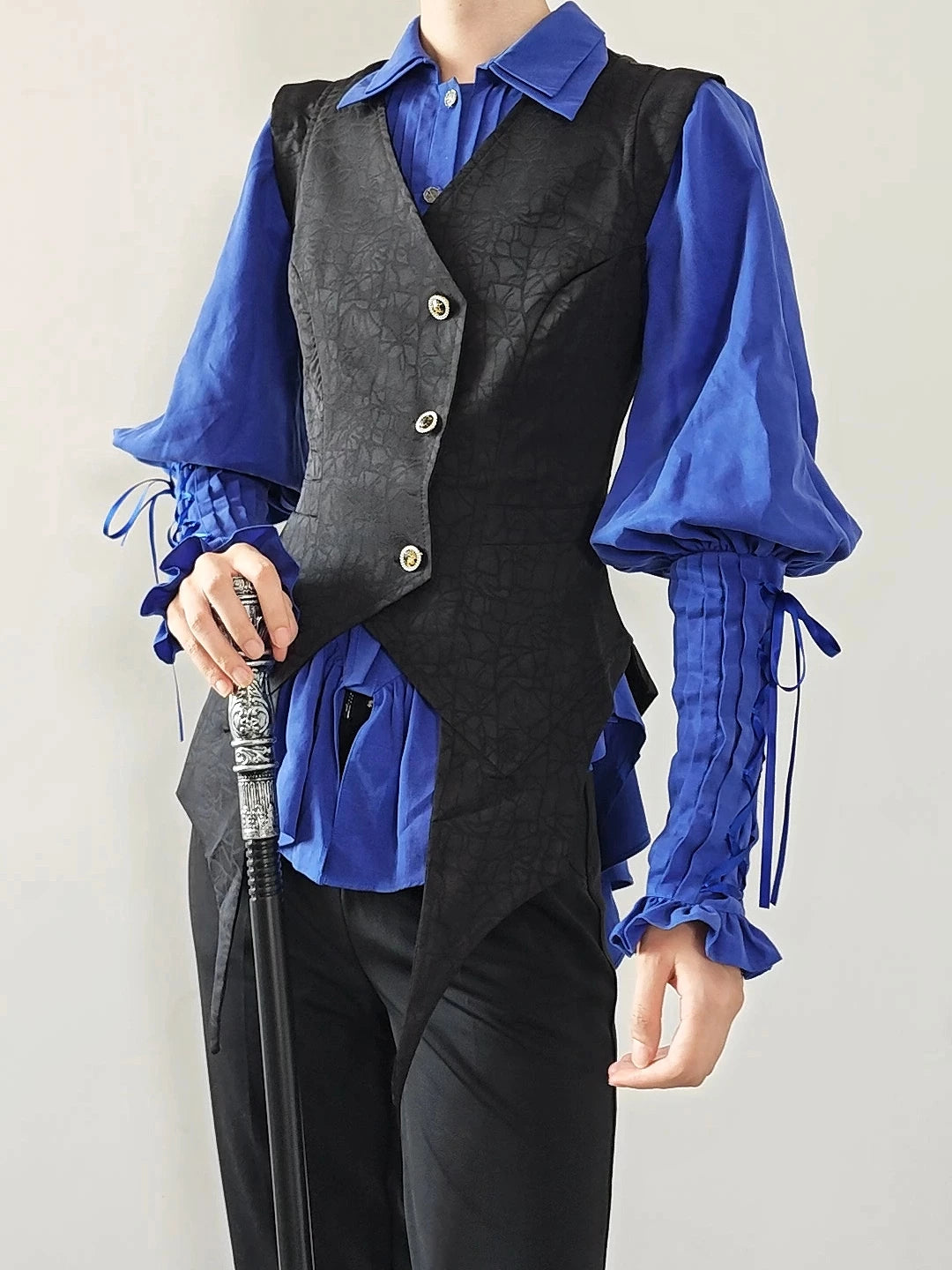 The Lute Player - Gothic Lolita Mutton Sleeves Blouse, Swallow Tail Hem