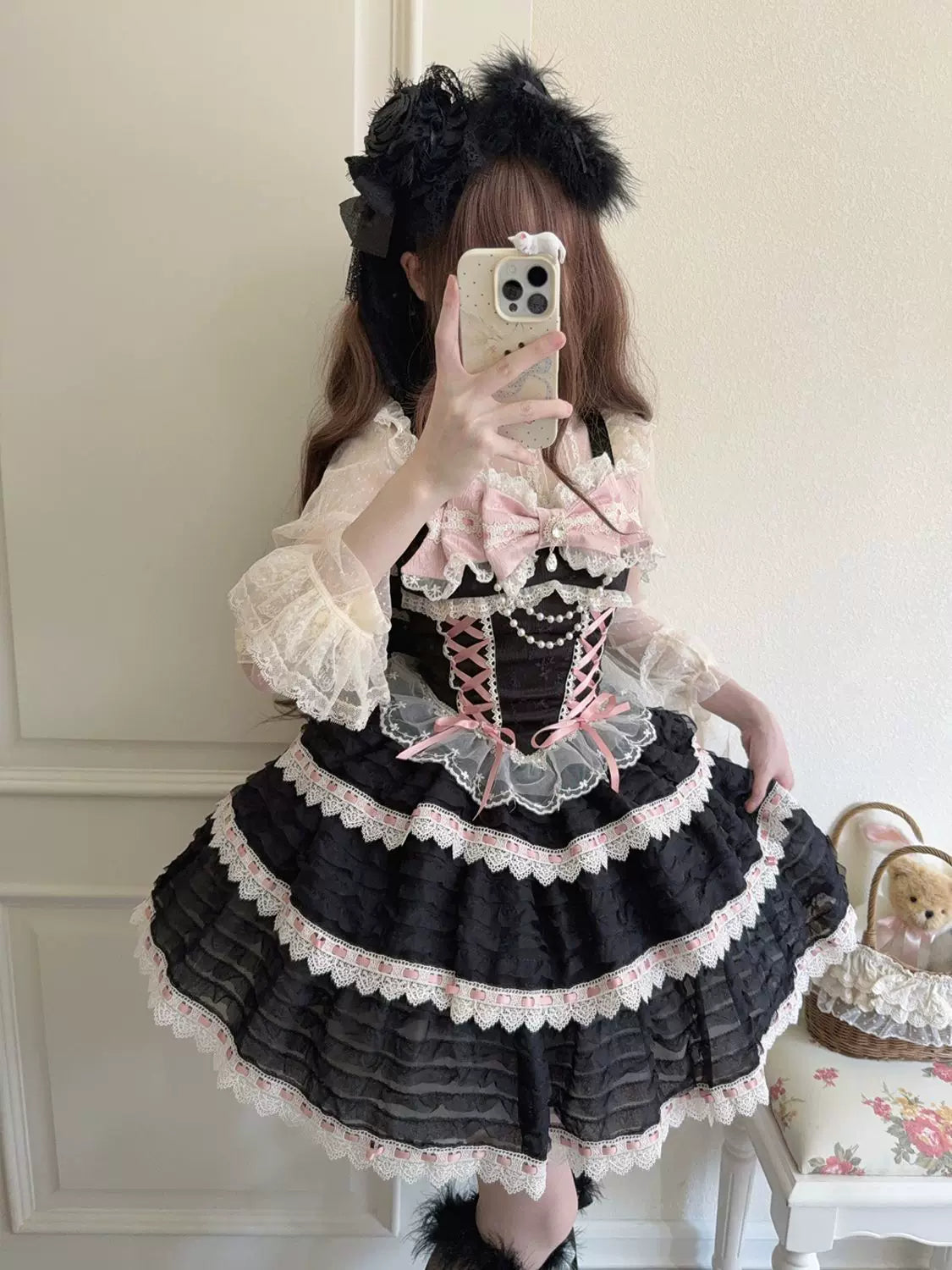 Floral Elegy - Sweet Lolita JSK Dress, Tiered Hem