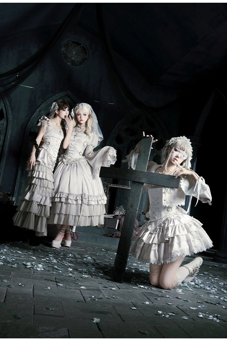 With PUJI - Letter and Poetry · Humanoid Robot - Silver Gothic Lolita Mermaid Skirt Set 43861:787619