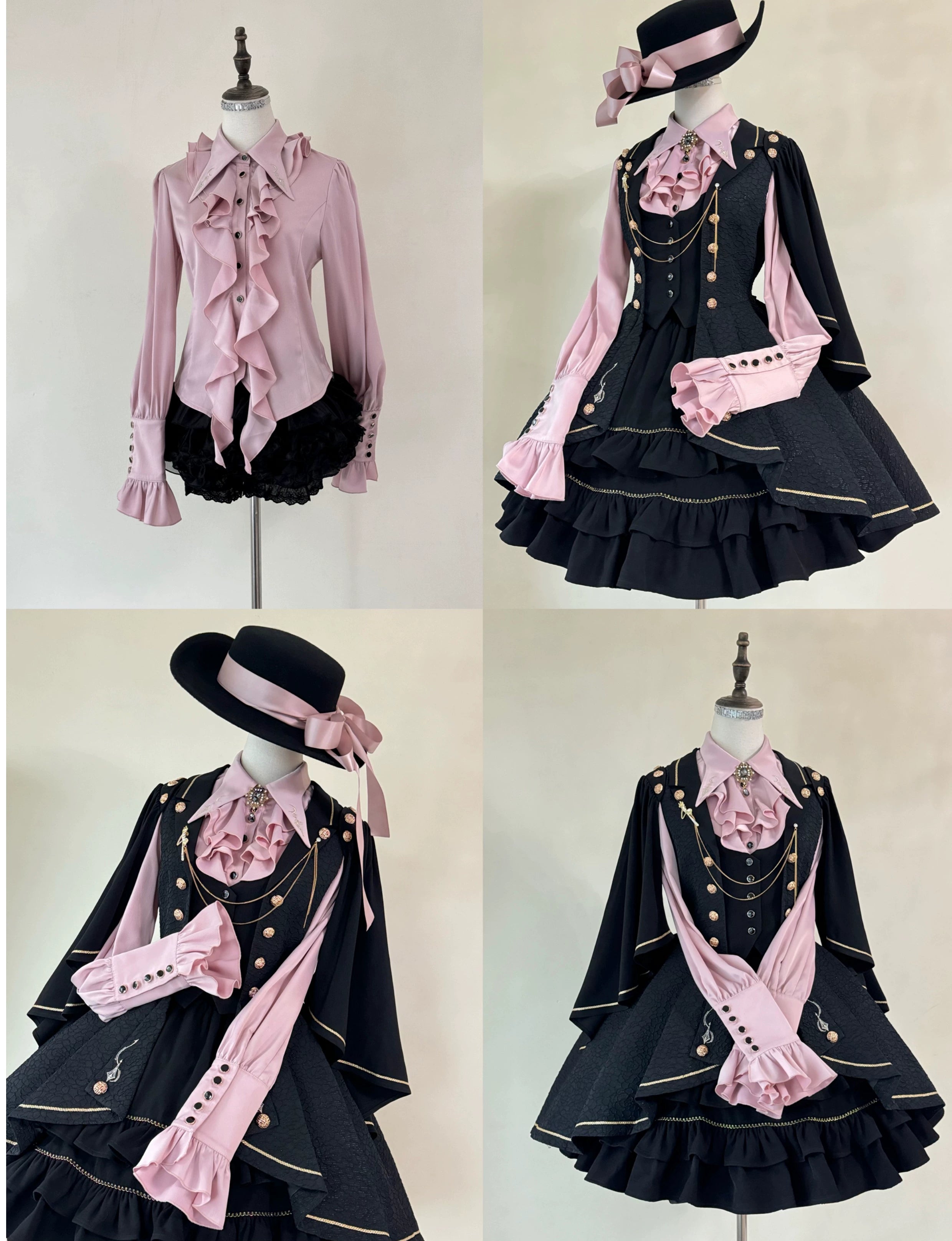 SilentMars~Fallen Moon Rule~Military Lolita Shirt Set Retro Knight Style Blouse 41196:687472