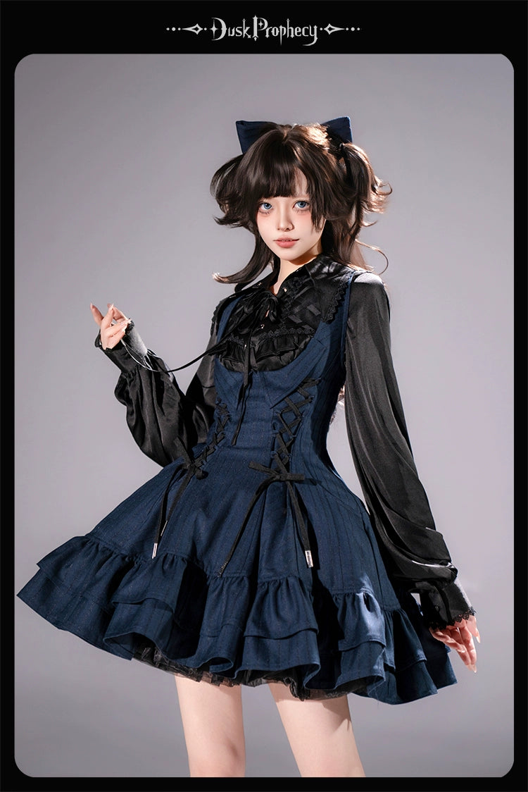 DuskProphecy - Heron - Classic Lolita Striped JSK Dress, Halter Neckline 44313:802939