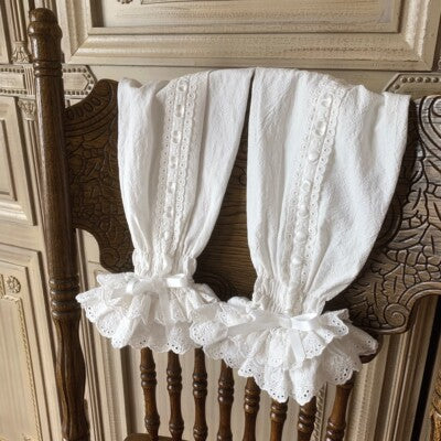 Flower Banquet - Kawaii Lolita Cotton Bunny Embroidery Blouse XS white spliced sleeves