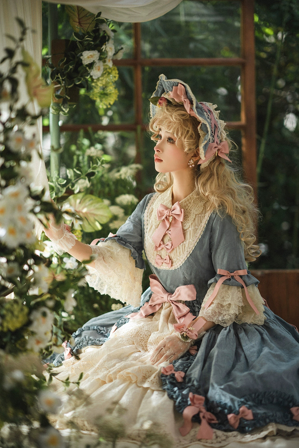 Miss Point~Lilyka Garden~Classic Lolita OP Dress Set Elegant Floral Wall Princess Sleeve 38832:606398