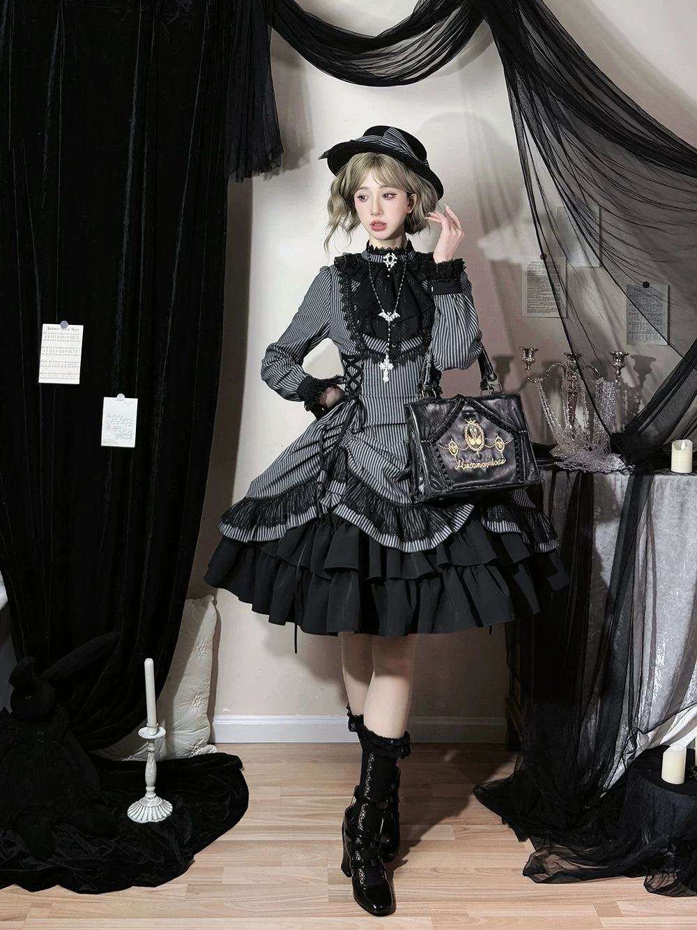 Perint Manor - Gothic Lolita Striped Dress, Tailor-made