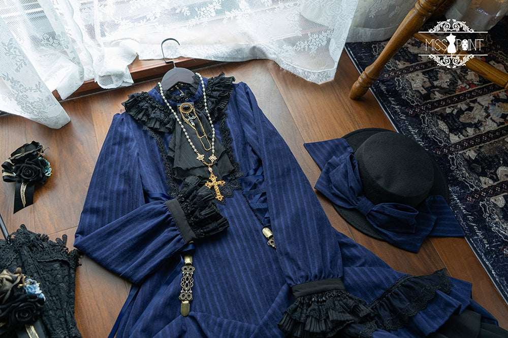 Miss Point - Perintz Manor - Gothic Lolita OP Long Sleeve Retro Lolita Dress 39904:642962