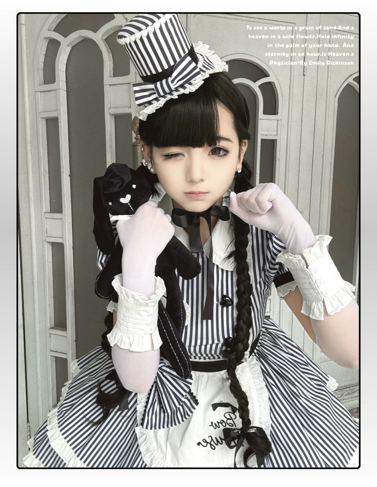 Ever-charming Miss Stripes - Striped Old School Lolita OP Dress, Detachable Apron 44920:827589