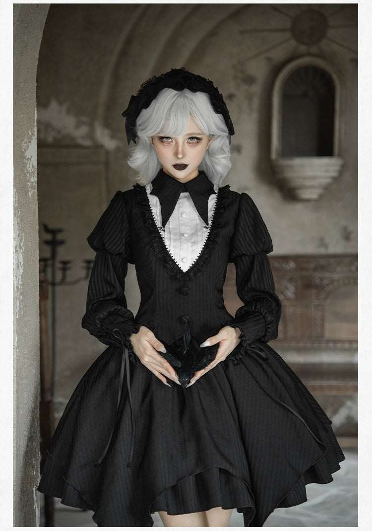With PUJI - Night Talk - Gothic Lolita Skirt Dress Set, Batwing-shaped Accents 44188:797658