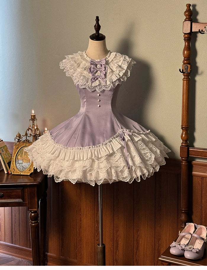 Alice Girl~Arrogant Miss~Sweet Lolita Jumper Dress with Tiered Lace Dress 41484:699484