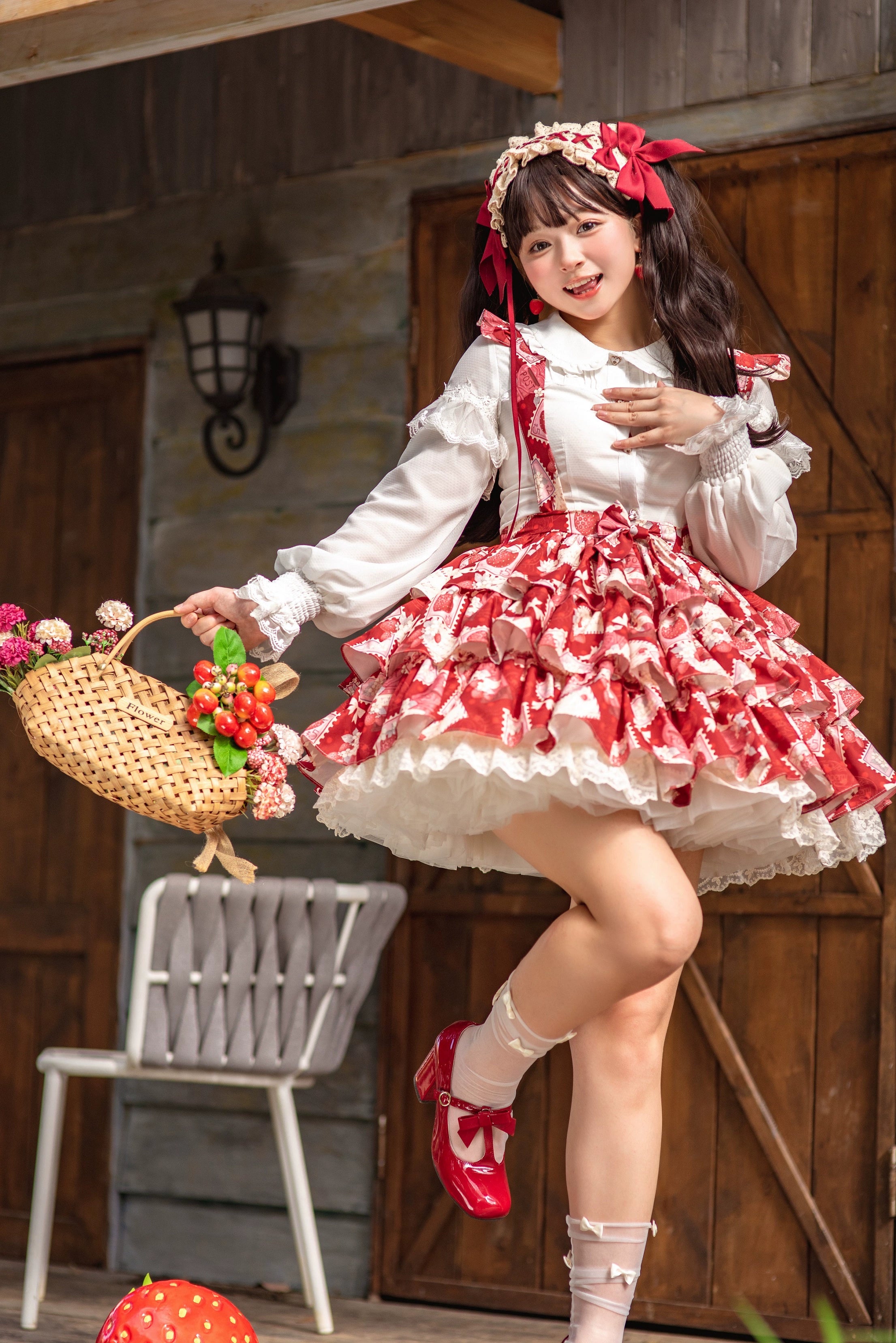 Strawberry Witch - Strawberry Stamp - Sweet Lolita OP Short Sleeve Lolita Dress